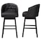 Baxton Studio Black Faux Leather Tufted Swivel Barstool with Nail heads Trim 120-6596 - alternate 2